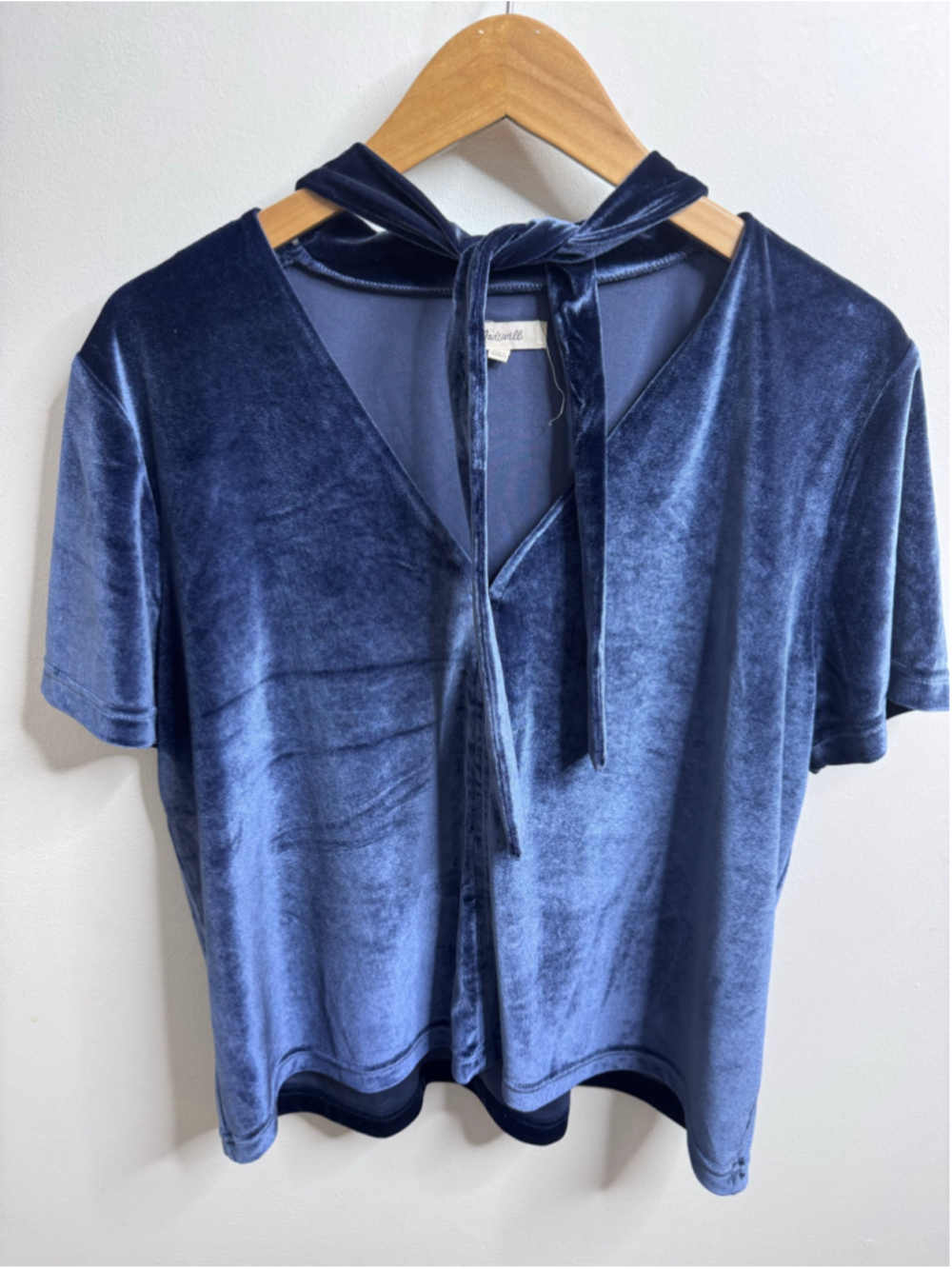 Women's Madewell Velour Blouse, Size XL, Blue